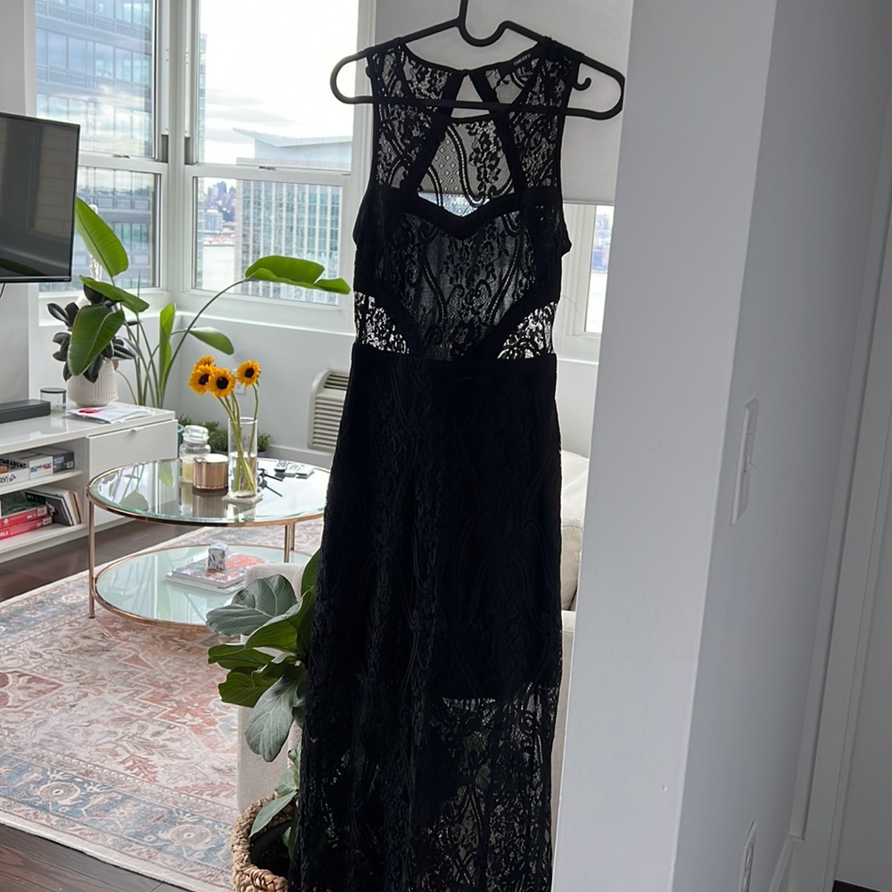 Black lace maxi dress
